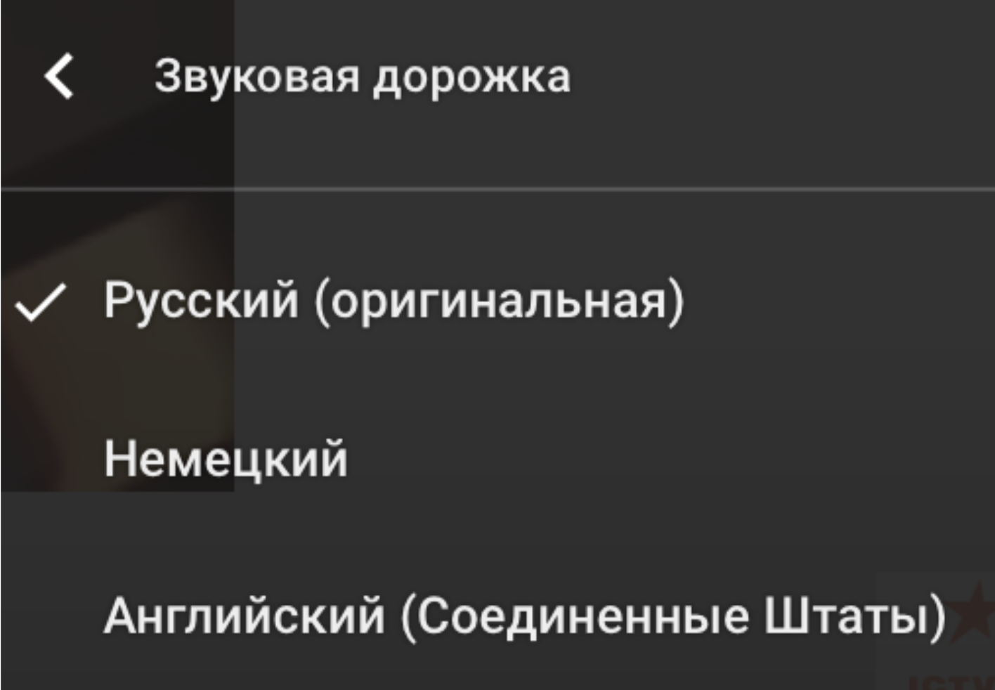 Пример выбора звуковой дорожки