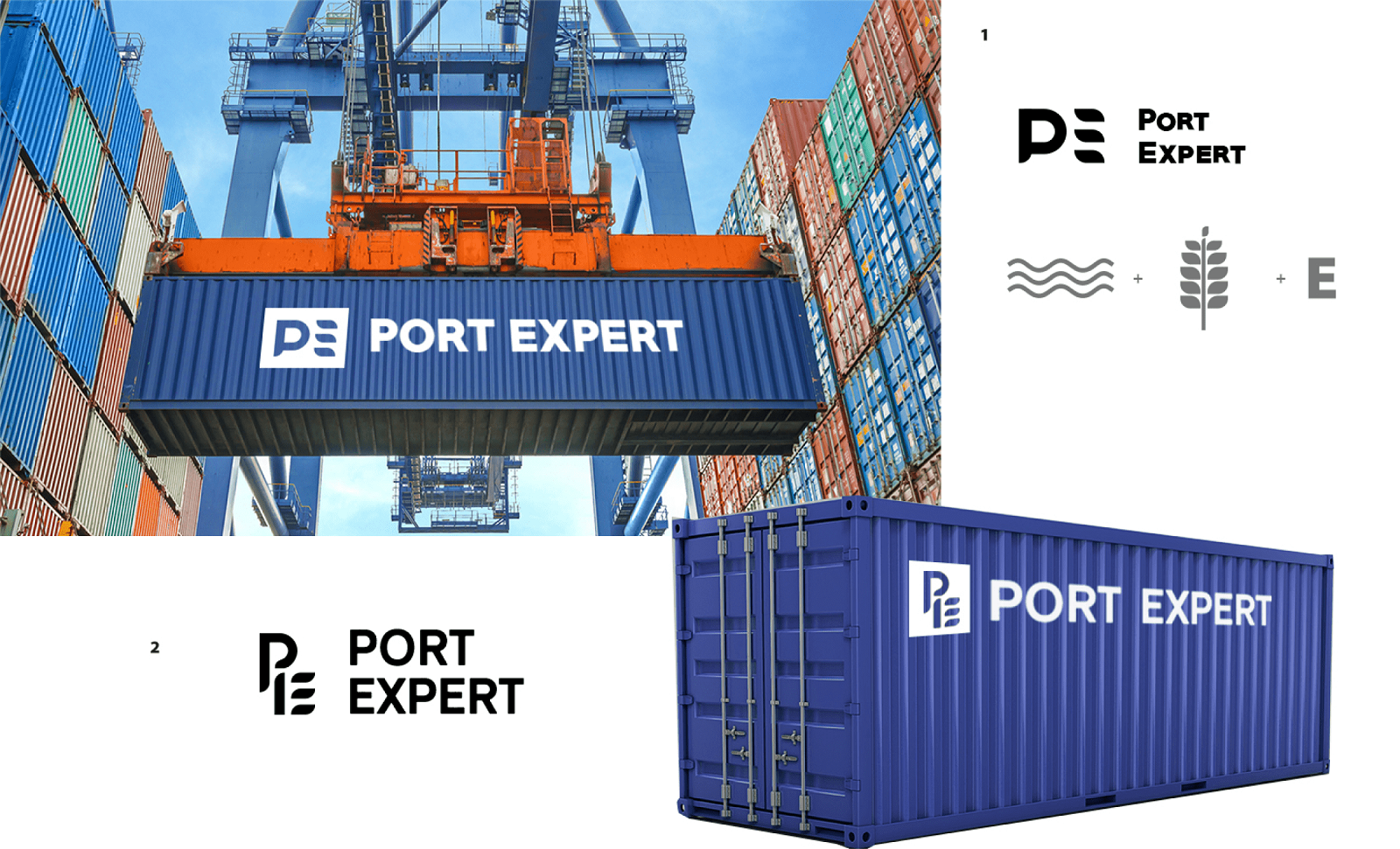 Варіанти оновленого логотипу для компанії Port Expert
